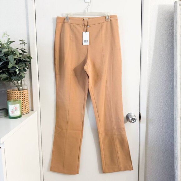 🦋 NEW JASON WU Business Casual Camel Tan Brown Pants Slit Bootcut Medium NWT - Picture 1 of 9